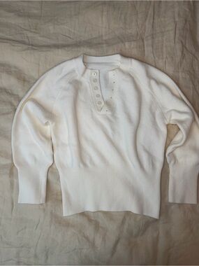 Crisp White henley Sweater